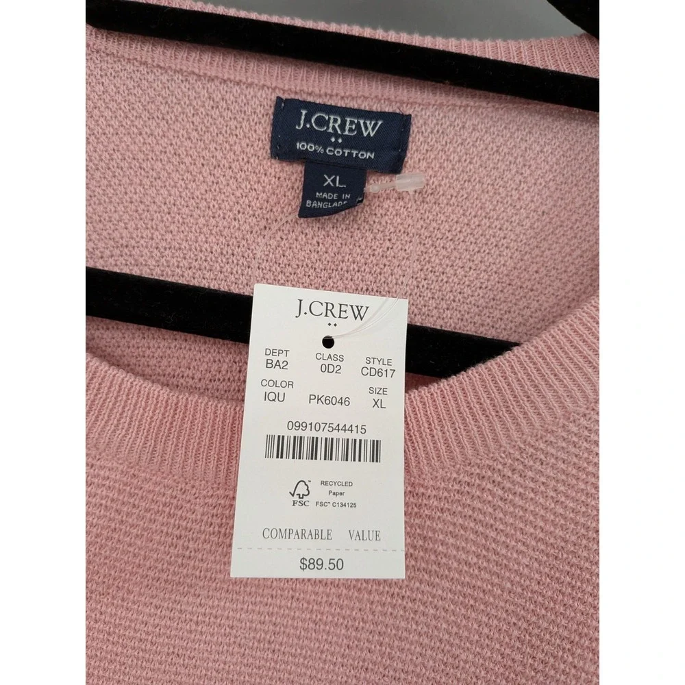 NEW LIGHTWEGIHT J Crew Mens PINK Waffle Knit Crewneck Sweater BABY SHOWER‎